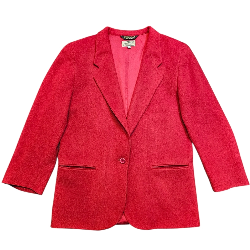 LL Bean Vintage Bright Red Blazer Size 12P